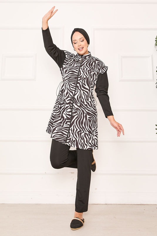 Maillot de bain hijab entièrement zippé à taille réglable -130