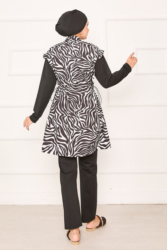 Maillot de bain hijab entièrement zippé à taille réglable -130