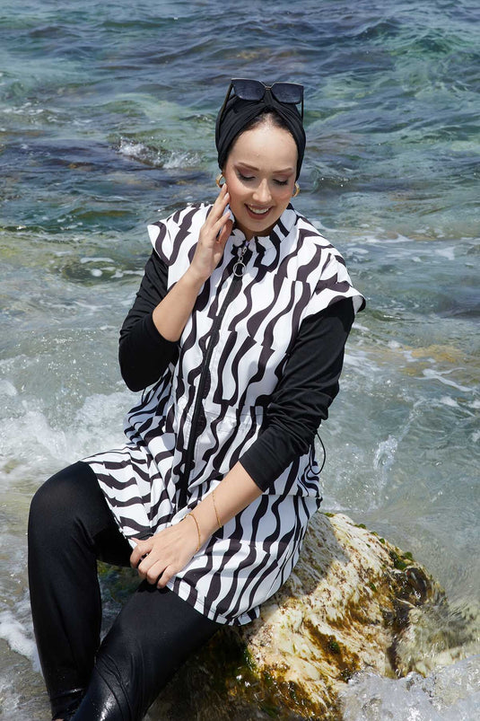 Full Length Zippered Adjustable Waist Modest Swimsuit -131