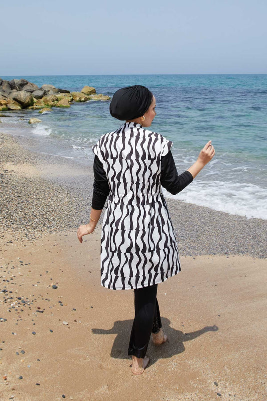 Full Length Zippered Adjustable Waist Modest Swimsuit -131