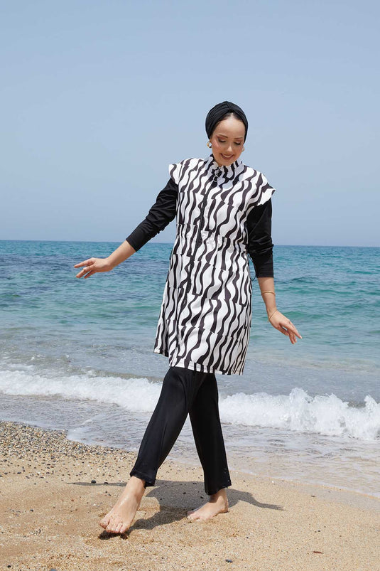 Full Length Zippered Adjustable Waist Modest Swimsuit -131