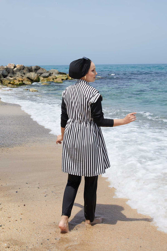 Full Length Zippered Waist Adjustable Modest Swimsuit -132