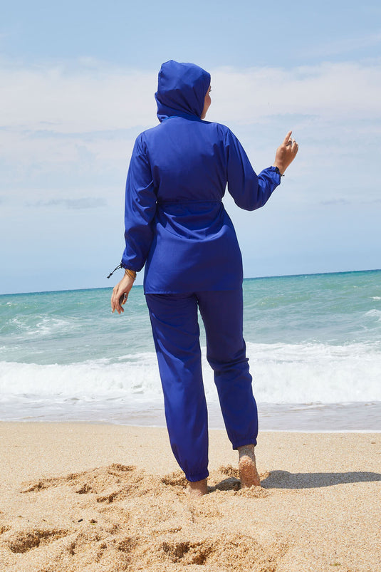 Maillot de bain hijab avec manches réglables et fermeture éclair au niveau du cou