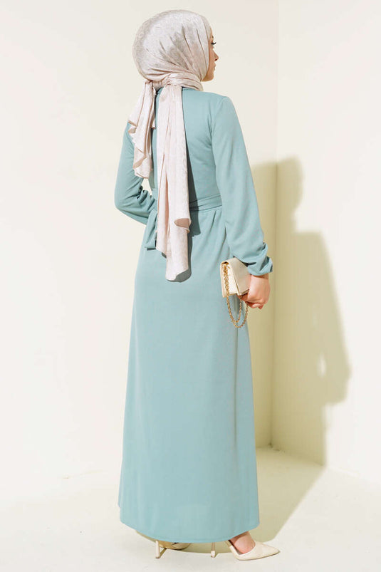 Buttoned Dress with Boydan Coating Mint