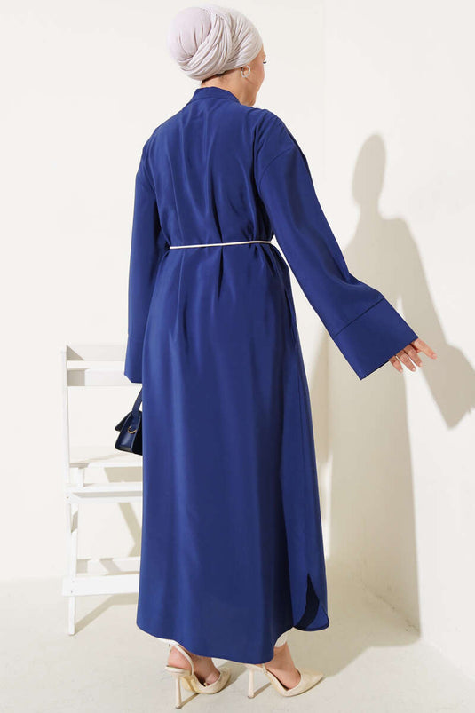Robe All-over Tensel avec Boutons en Bois Bleu Marine