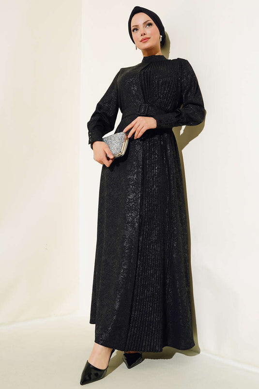 Boyfriend Half Pleated Dress Black