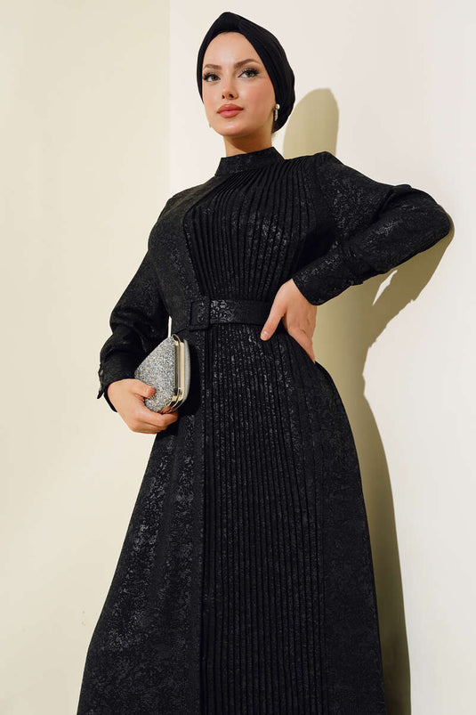 Boyfriend Half Pleated Dress Black