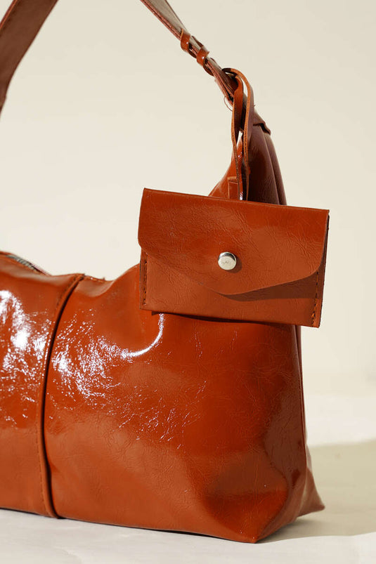 Porte-monnaie en cuir verni beige