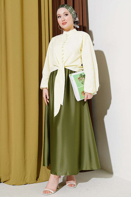 Chemise Courte À Boutons Et À Nouer En Jaune