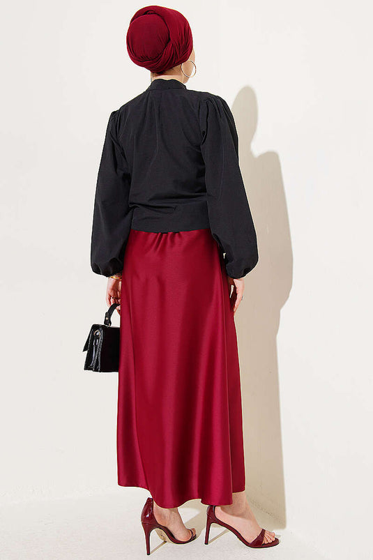 Chemise courte noire à boutons et lien Brit