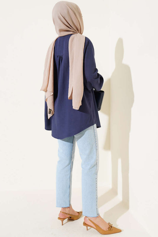 Chemise boutonnée britannique bleu marine