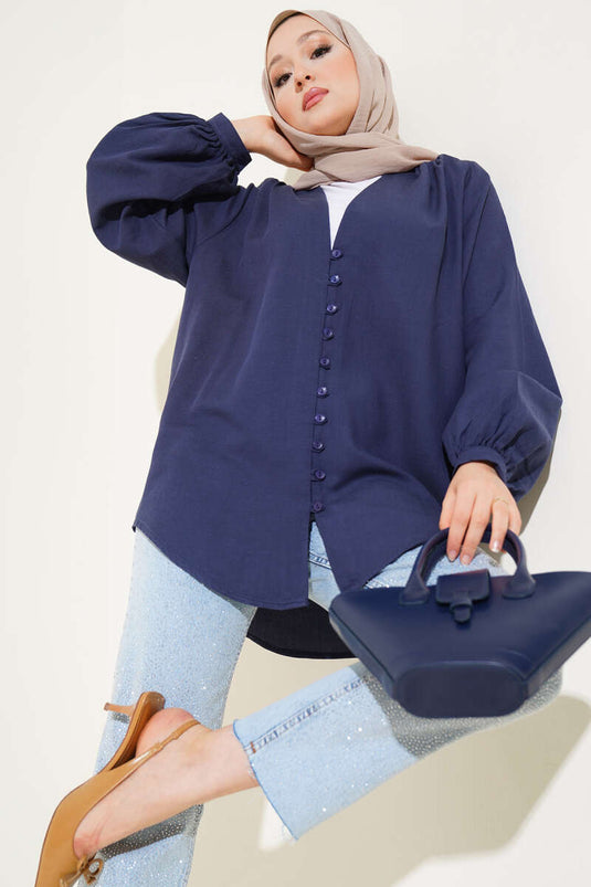 Chemise boutonnée britannique bleu marine