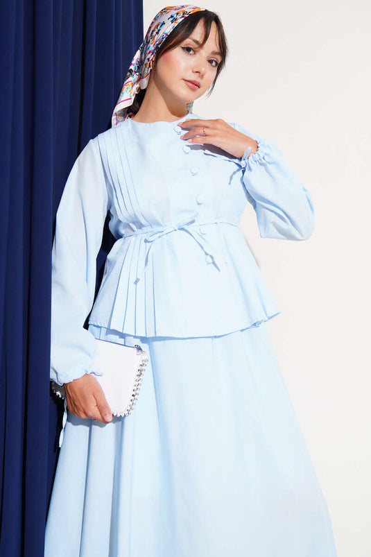 Ensemble jupe double boutonnée Brit bleu bébé