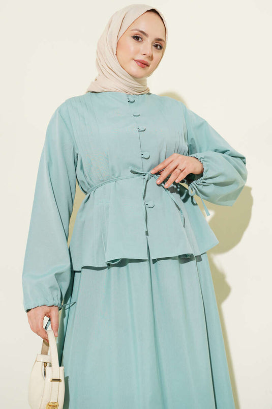 Brit Düğmeli İkili Etek Takımı Mint