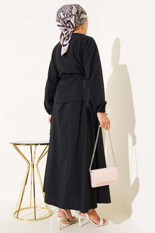 Britse geknoopte dubbele rokset zwart