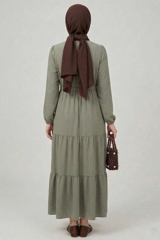 Brit Buttoned Layered Dress Khaki