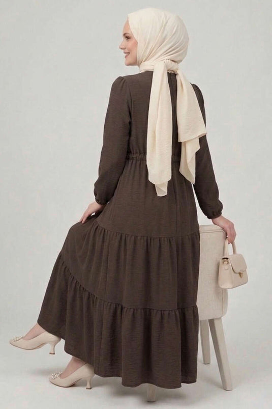 Brit Buttoned Layered Dress Coffee