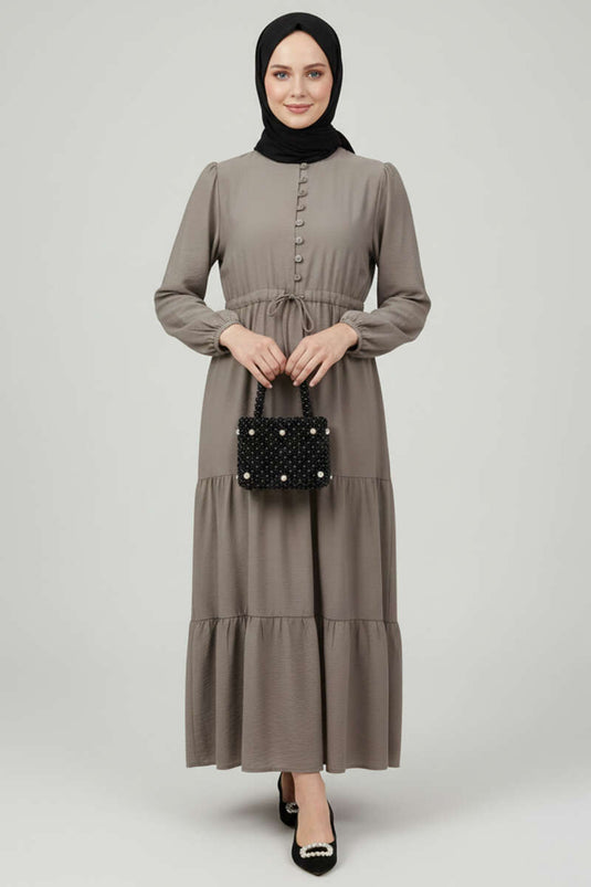 Brit Buttoned Layered Dress Mink