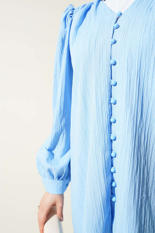 Chemise froissée à boutons Brit bleue