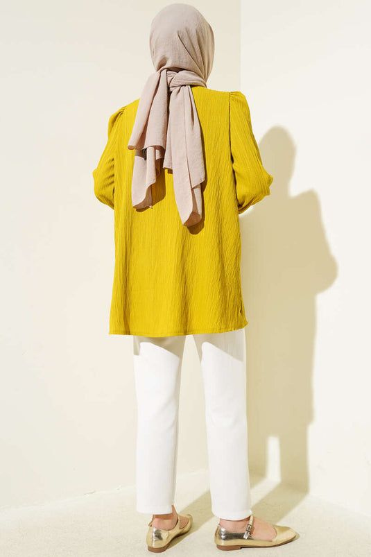 Chemise boutonnée froissée Brit vert pétrole