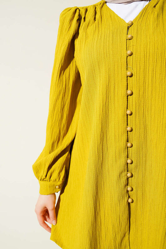 Chemise boutonnée froissée Brit vert pétrole