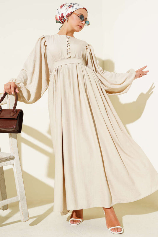 Robe ceinturée boutonnée Brit beige