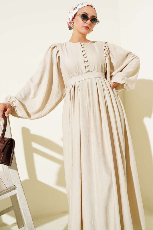 Robe ceinturée boutonnée Brit beige