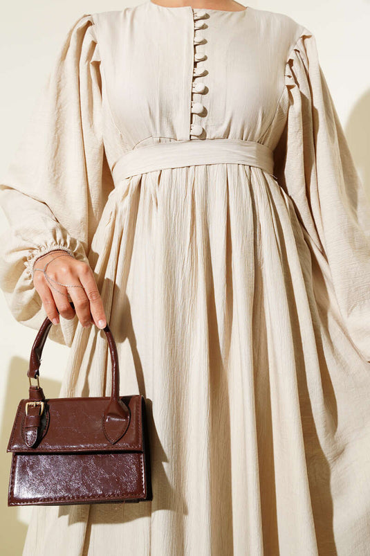 Robe ceinturée boutonnée Brit beige