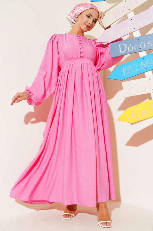 Robe ceinturée à boutons Brit rose