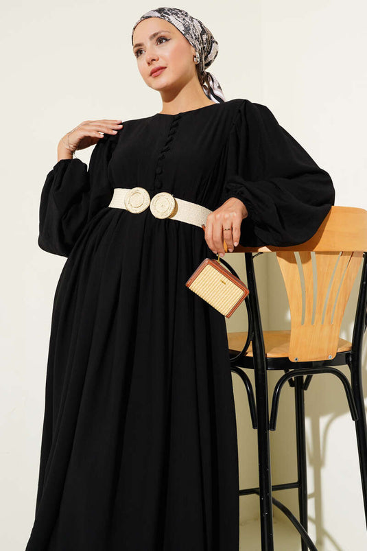 Robe ceinturée à boutons Brit noire