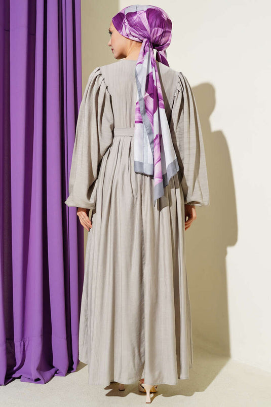 Brit Buttoned Dress with Belt Stone