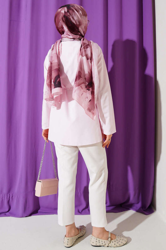 Chemise boutonnée Brit Terikoton avec ceinture rose