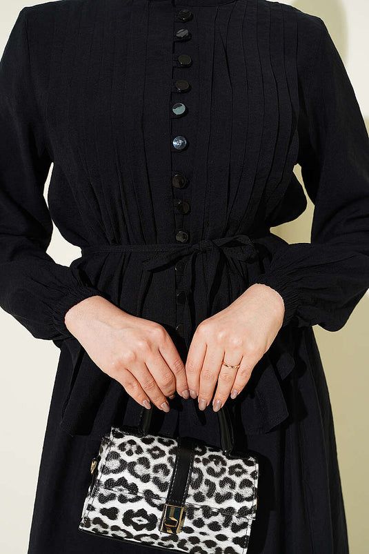 Ensemble Jupe À Boutons Rayé Noir