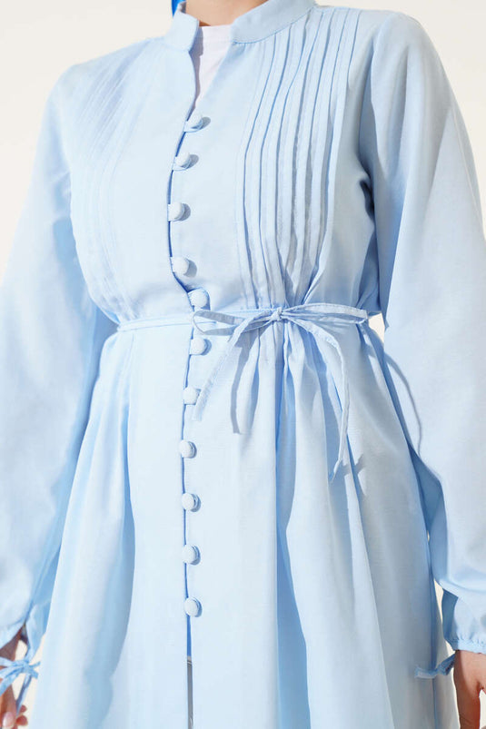 تونيك مضلع بأزرار بريت لون أزرق فاتح