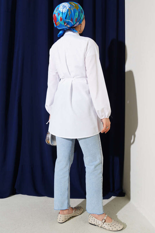 Tunique côtelée boutonnée Brit blanche