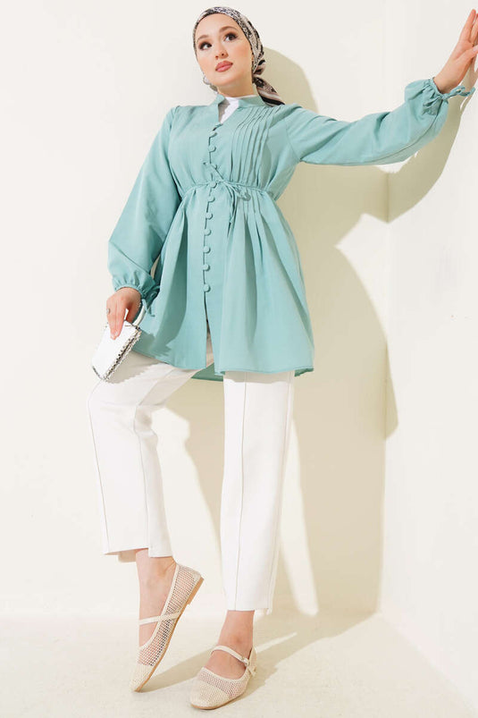 Brit Buttoned Ribbed Tunic Mint