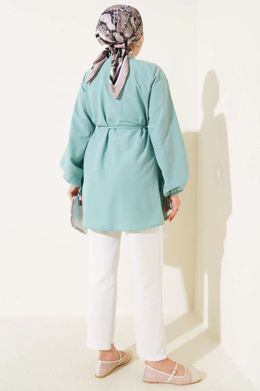 Brit Buttoned Ribbed Tunic Mint