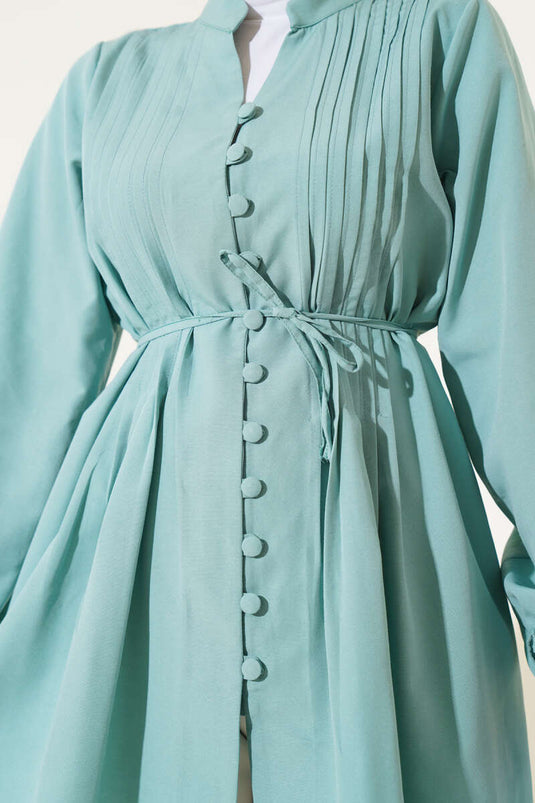 Tunique côtelée à boutons Brit menthe