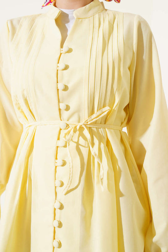 تونيك مضلع بأزرار بريت أصفر