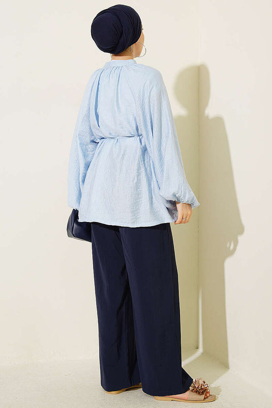 Chemise Oversize En Mousseline À Boutons Ice Blue