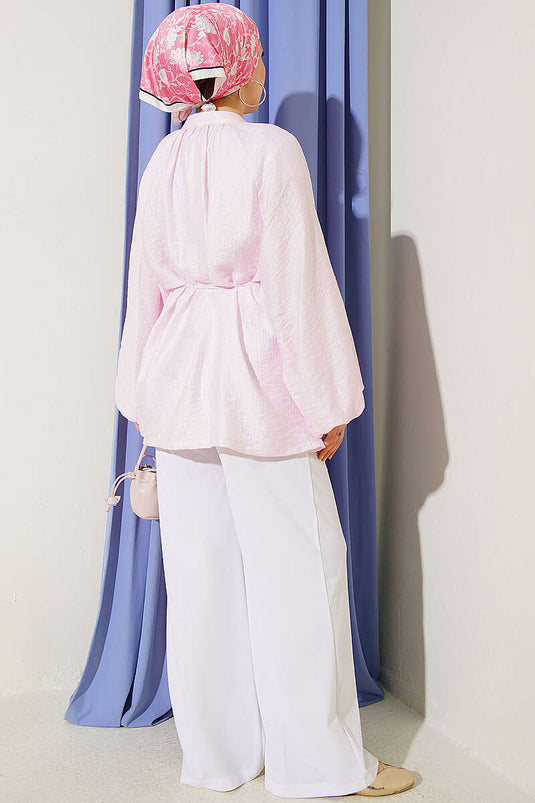 Chemise Oversize En Mousseline À Boutons Rose