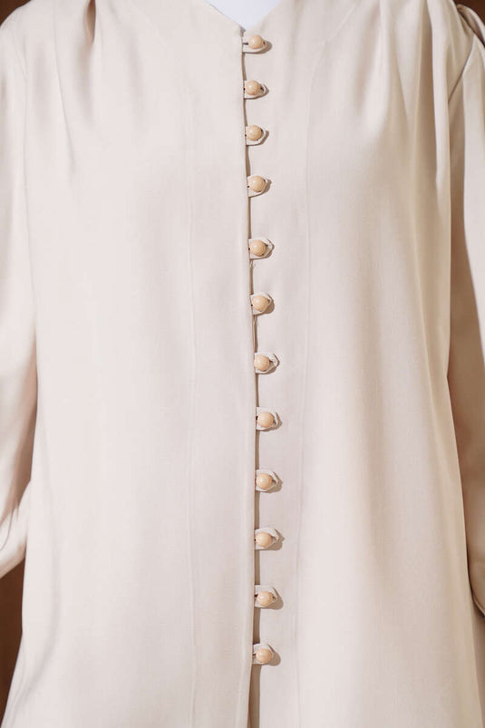 Chemise boutonnée Brit en Tencel beige