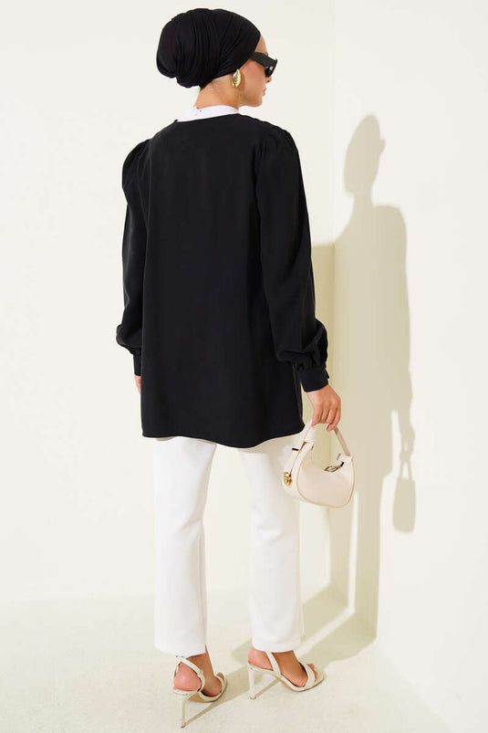 Chemise boutonnée Brit en Tencel noire