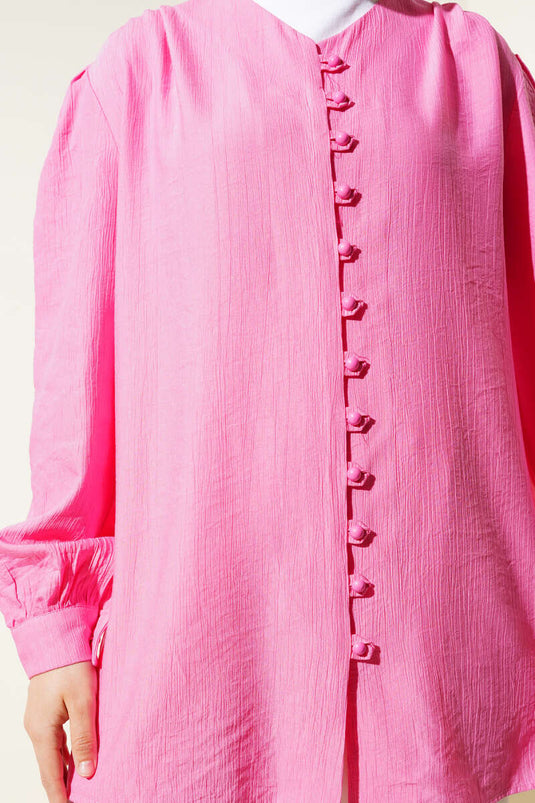 Chemise boutonnée Brit à col en V rose