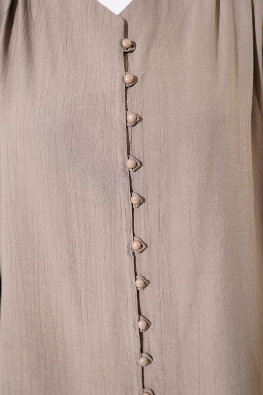 Brit Buttoned V-Neck Shirt Mink