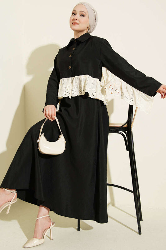 Set of Two with Embroidered Detail and Parachute Skirt Black