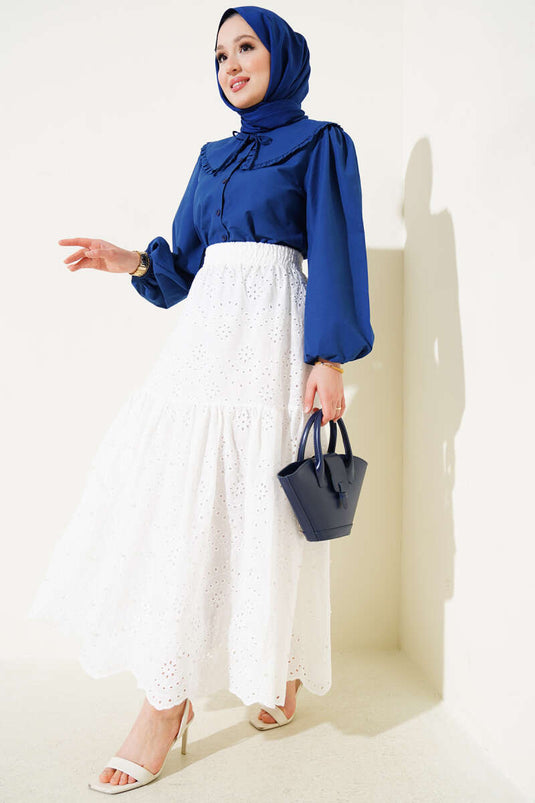 Brode Pearl Detailed Skirt White