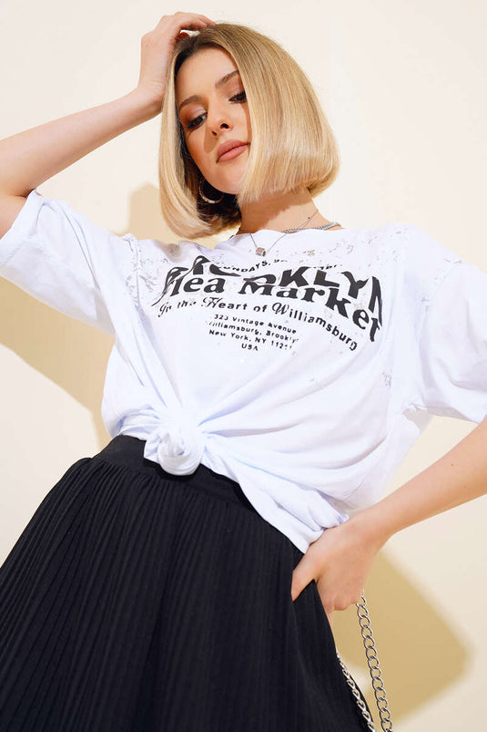 T-shirt Imprimé Broklyn Blanc