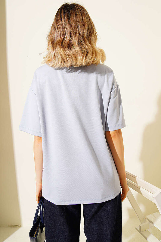 Brooklyn Baskılı Loyşa T-shirt Mavi