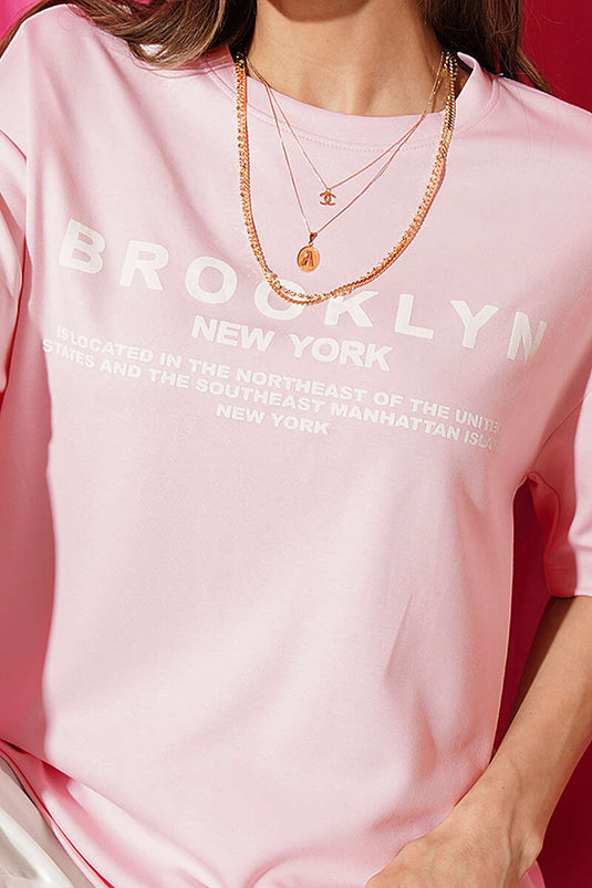T-shirt Brooklyn Baskılı Loyşa Rose